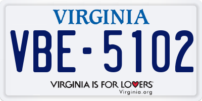 VA license plate VBE5102