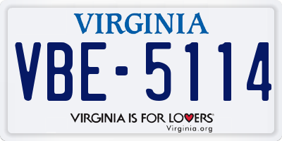 VA license plate VBE5114