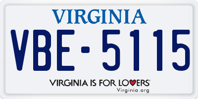 VA license plate VBE5115