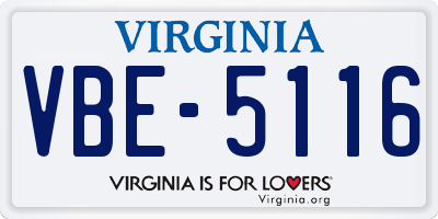 VA license plate VBE5116