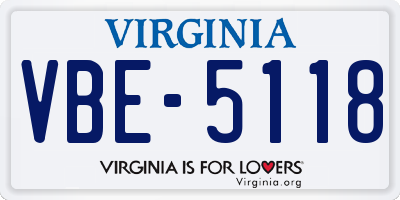 VA license plate VBE5118