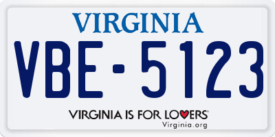 VA license plate VBE5123