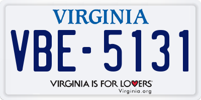 VA license plate VBE5131