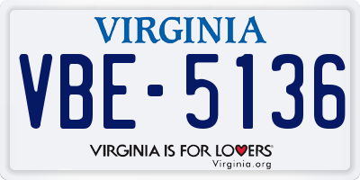 VA license plate VBE5136