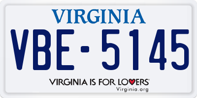 VA license plate VBE5145