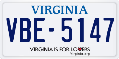 VA license plate VBE5147