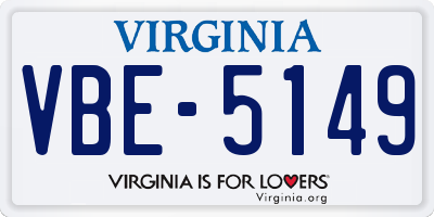 VA license plate VBE5149