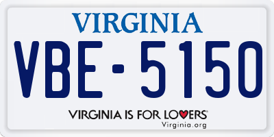VA license plate VBE5150
