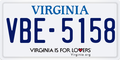 VA license plate VBE5158
