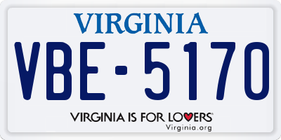 VA license plate VBE5170