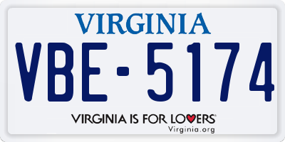 VA license plate VBE5174