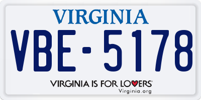 VA license plate VBE5178