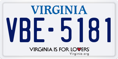 VA license plate VBE5181