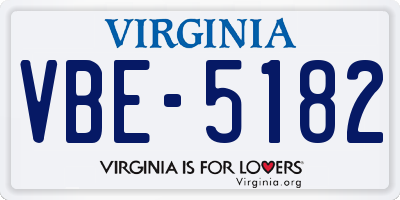 VA license plate VBE5182