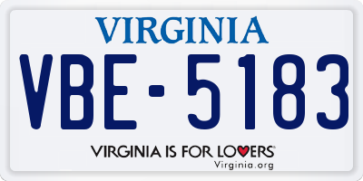 VA license plate VBE5183