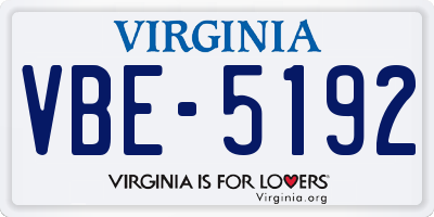 VA license plate VBE5192