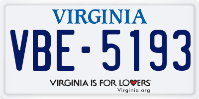 VA license plate VBE5193