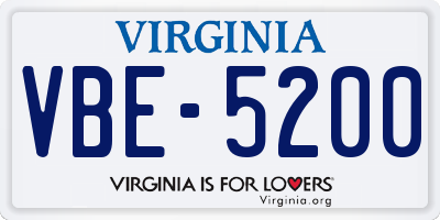 VA license plate VBE5200