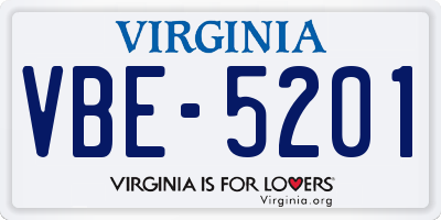 VA license plate VBE5201