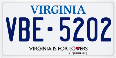 VA license plate VBE5202