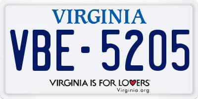 VA license plate VBE5205