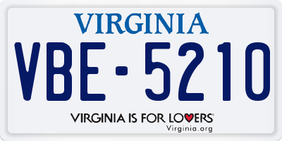 VA license plate VBE5210