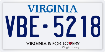 VA license plate VBE5218