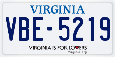 VA license plate VBE5219
