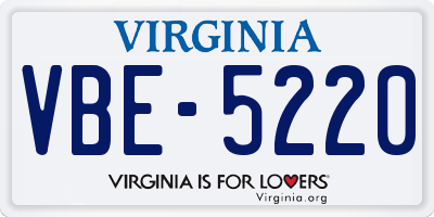 VA license plate VBE5220