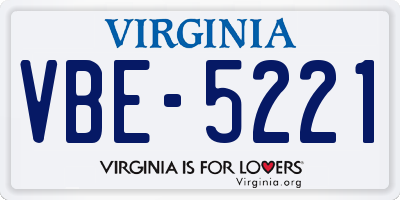 VA license plate VBE5221