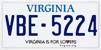 VA license plate VBE5224