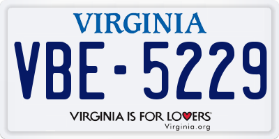 VA license plate VBE5229