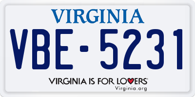 VA license plate VBE5231
