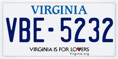 VA license plate VBE5232