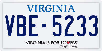 VA license plate VBE5233