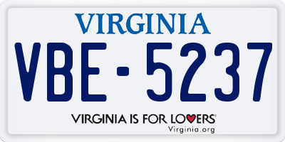 VA license plate VBE5237