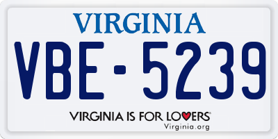 VA license plate VBE5239