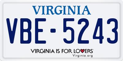 VA license plate VBE5243