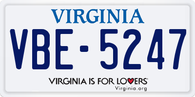 VA license plate VBE5247