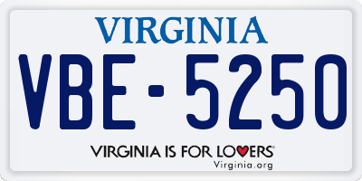 VA license plate VBE5250
