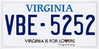VA license plate VBE5252