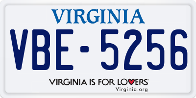 VA license plate VBE5256