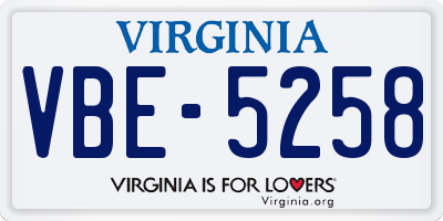 VA license plate VBE5258