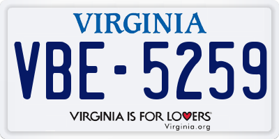 VA license plate VBE5259