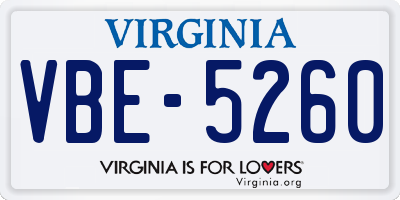 VA license plate VBE5260