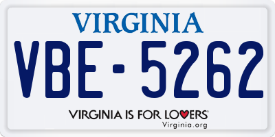 VA license plate VBE5262