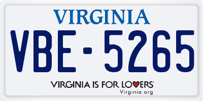 VA license plate VBE5265