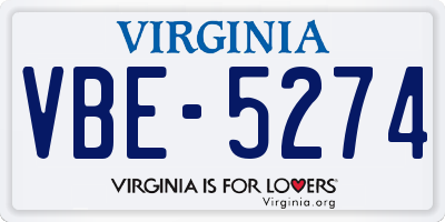 VA license plate VBE5274