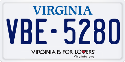 VA license plate VBE5280