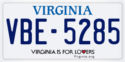 VA license plate VBE5285